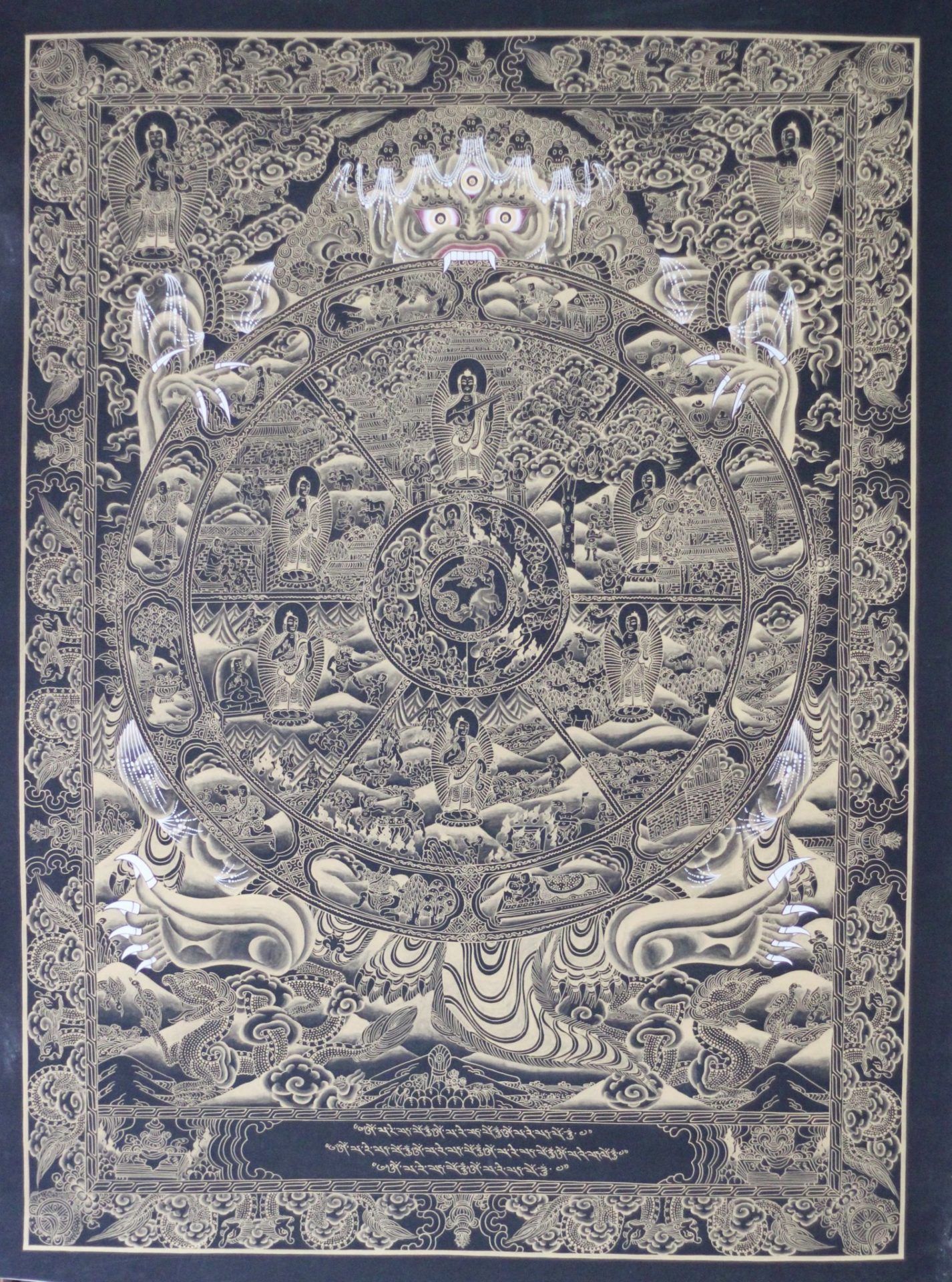 ESPECTACULAR TANGKA tibetano -MASTER PIECES -RUEDA DE LA VIDA