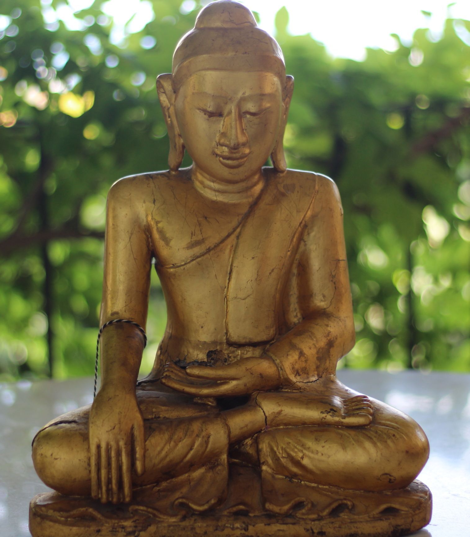BUDHA MADERA DORADO ORANTE XIX -BIRMANIA .